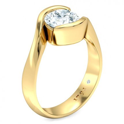 The Embrace Round Brilliant Engagement Ring in 18kt Yellow Gold AU - Main View