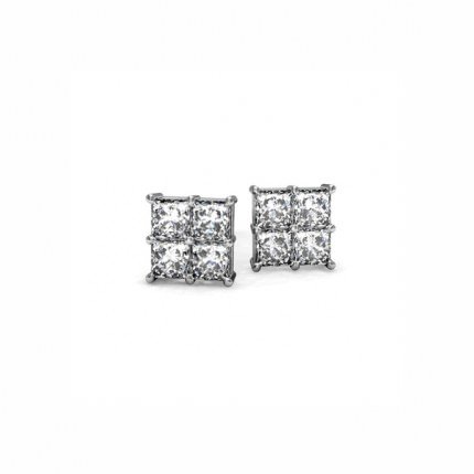 Princess Cluster Earrings Diamond Earrings in Platinum 950 AU