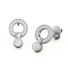 Cluster Drop Diamond Earrings in 18kt White Gold