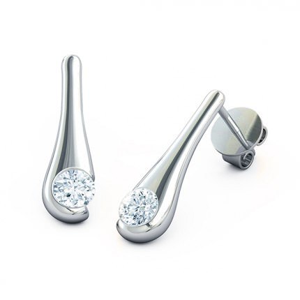 Embrace Round Brilliant Diamond Earrings in 18kt White Gold AU