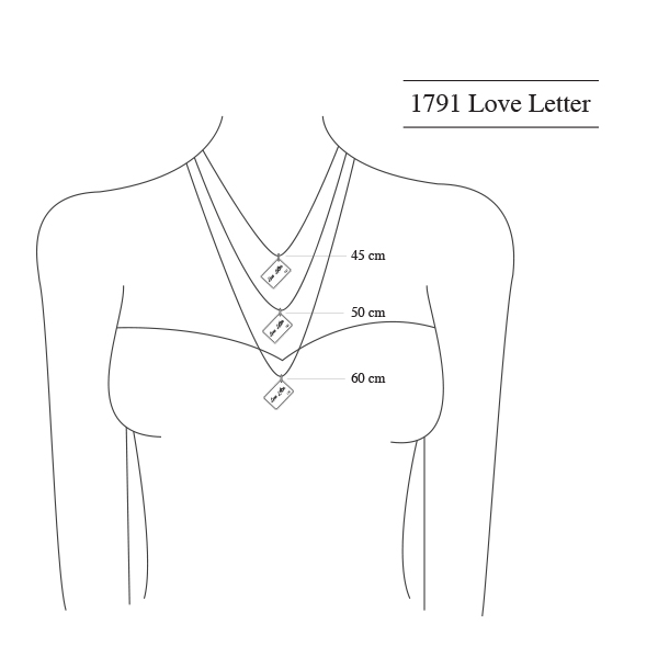 Classic Love Letter Necklace in 9kt Yellow Gold AU - Dimensions