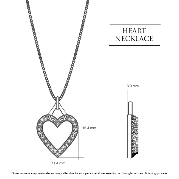 1791 Heart Pendant in 18kt White Gold AU - Dimensions