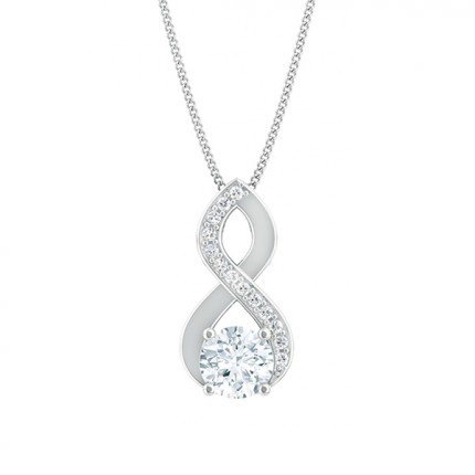 Felicita Round Brilliant Diamond Necklace in 18kt White Gold AU