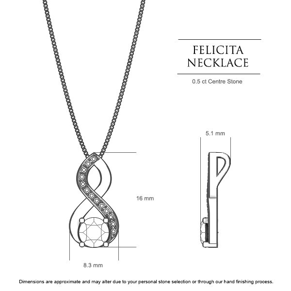 Felicita Round Brilliant Diamond Necklace in 18kt Yellow Gold AU - Dimensions