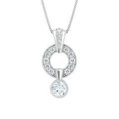 Cluster Drop Round Brilliant Diamond Necklace in 18kt White Gold