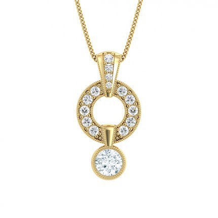 Cluster Drop Round Brilliant Diamond Necklace in 18kt Yellow Gold AU
