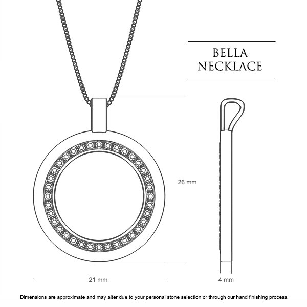 Bella Diamond Necklace in 18kt Yellow Gold AU - Dimensions