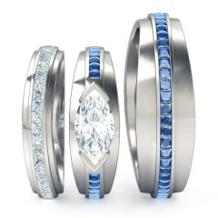 Deep Blue Matching Set Marquise in 18kt White Gold