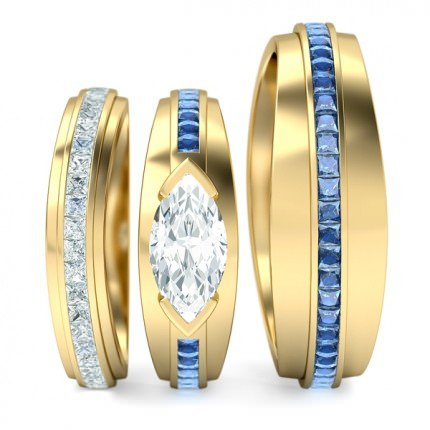 Deep Blue Matching Set Marquise in 18kt Yellow Gold AU