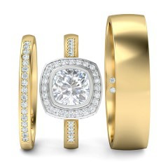 Floriana Matching Set Cushion in 18kt Yellow Gold + PT setting