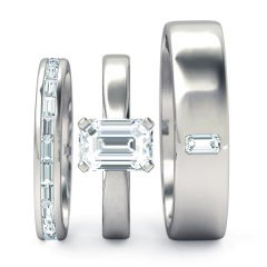 Brilliante Emerald Matching Set in 18kt White Gold + PT setting