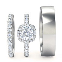 Priana Cushion Matching Set in 18kt White Gold + PT setting