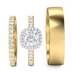 Priana Cushion Matching Set in 18kt Yellow Gold + PT setting