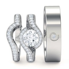 Perlina Round Brilliant Matching Set in Platinum 950