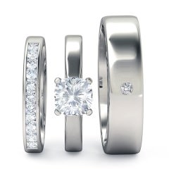 Ilaria Matching set Cushion in 18kt White Gold + PT setting