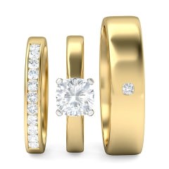 Ilaria Matching set Cushion in 18kt Yellow Gold + PT setting