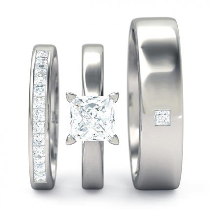 Princess Solitaire Matching Set Princess in Platinum 950 AU