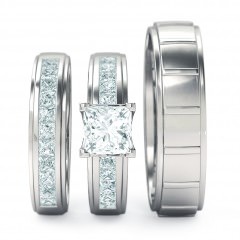 1791 Princess Matching Set Princess in 18kt White Gold + PT setting