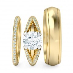 Maia Matching Set Round Brilliant in 18kt Yellow Gold + PT setting