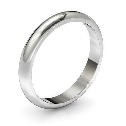 D Shape Band Wedding Band in 18kt White Gold AU - Main View