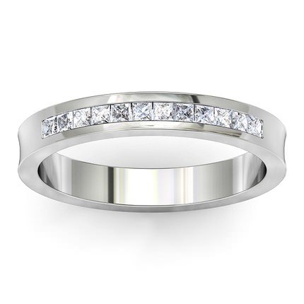 Concave Princess Band Wedding Band in Platinum 950 AU
