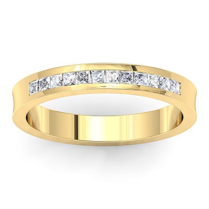 Concave Princess Band Wedding Band in 18kt Yellow Gold AU