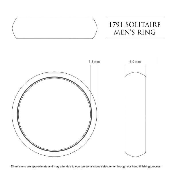 1791 Classic Men's Wedding Band in Platinum 950 AU - Dimensions
