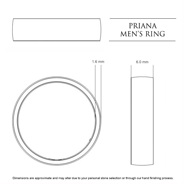 Priana Men's Wedding Band in 18kt White Gold AU - Dimensions