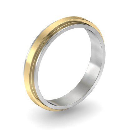 Two-tone Stepped Wedding Band in 18kt White Gold AU - Main View