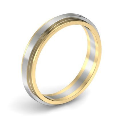Two-tone Stepped Wedding Band in 18kt Yellow Gold AU - Main View