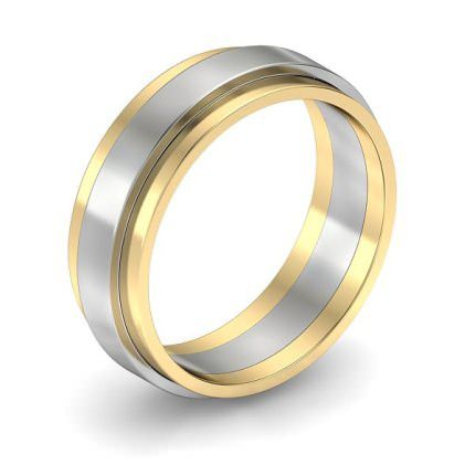 Two-Tone Stepped Wedding Band in 18kt Yellow Gold AU - Main View