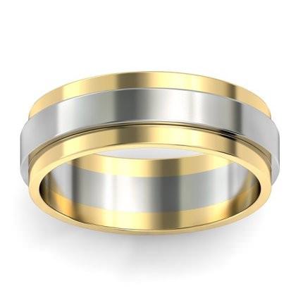 Two-Tone Stepped Wedding Band in 18kt Yellow Gold AU
