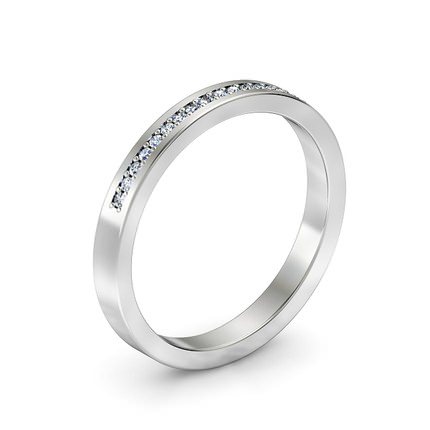 Bead-set Edged Wedding Band in 18kt White Gold AU - Main View