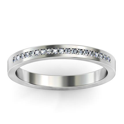 Bead-set Edged Wedding Band in 18kt White Gold AU