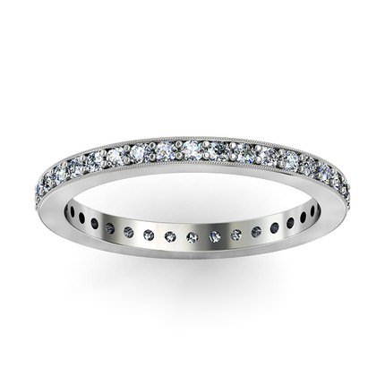 Full Millgrain Wedding Band in 18kt White Gold AU