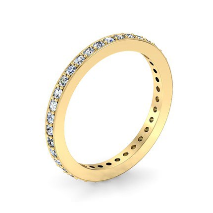 Full Millgrain Wedding Band in 18kt Yellow Gold AU - Main View