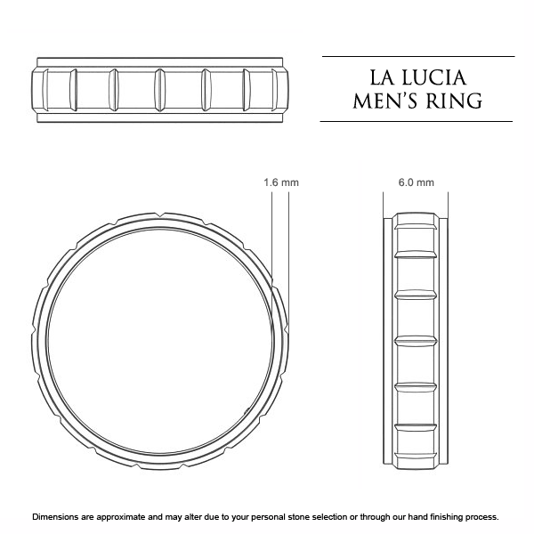 La Lucia Men's Wedding Band in 18kt Yellow Gold AU - Dimensions