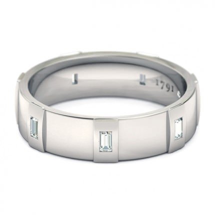 Quadrata Men's Wedding Band in 18kt White Gold AU