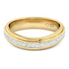 Deep Blue Women's Wedding Band in 18kt Yellow Gold
