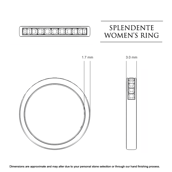 Splendente Women's Wedding Band in 18kt White Gold AU - Dimensions