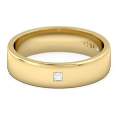 Princess Men's Wedding Band in 18kt Yellow Gold