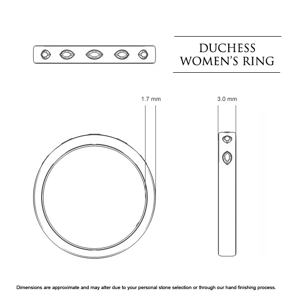 Duchess Women's Wedding Band in 18kt Yellow Gold AU - Dimensions