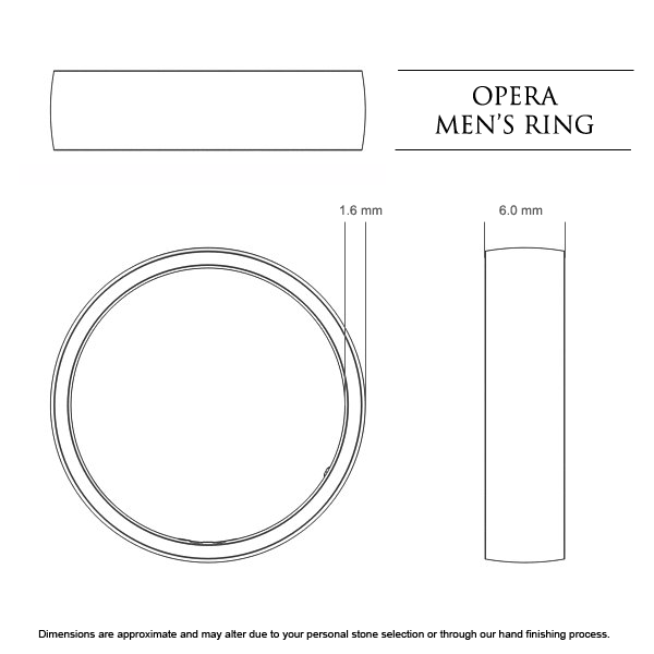 Opera Men's Wedding Band in Platinum 950 AU - Dimensions