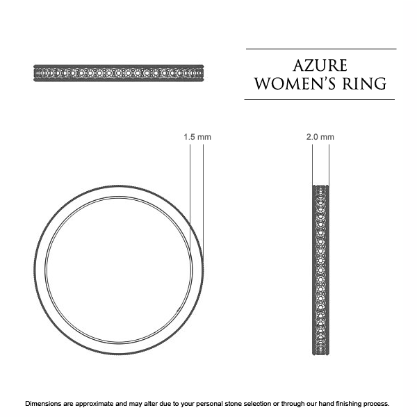 Azure Women's Wedding Band in 18kt White Gold AU - Dimensions