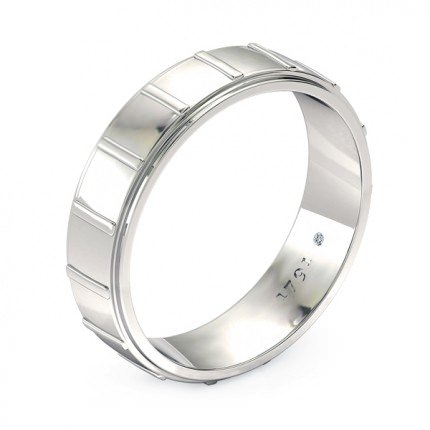 1791 Princess Men's Wedding Band in 18kt White Gold AU - Main View