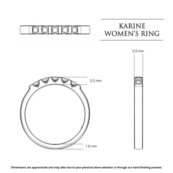 Karine Women's Wedding Band in Platinum 950 AU - Dimensions