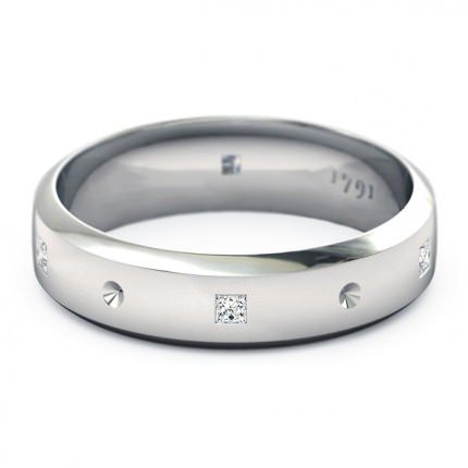 Elena Men's Wedding Band in 18kt White Gold AU