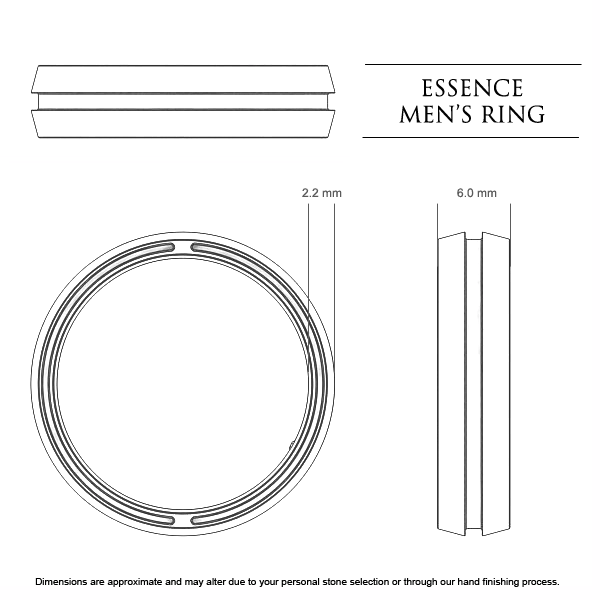 Essence Men's Wedding Band in Platinum 950 AU - Dimensions