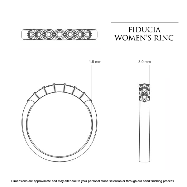 Fiducia Women's Wedding Band in Platinum 950 AU - Dimensions