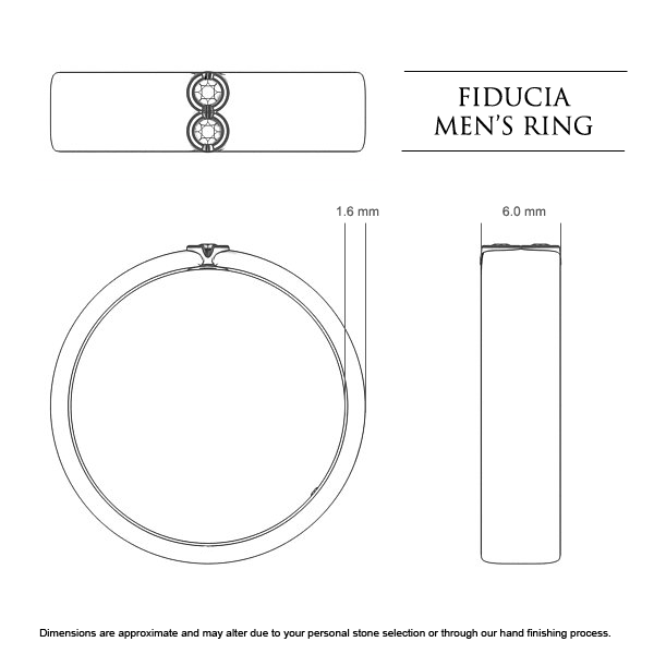 Fiducia Men's Wedding Band in Platinum 950 AU - Dimensions